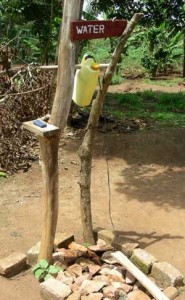Hand washing stand at Lowero Model Home in Uganda (photographed August 2006)